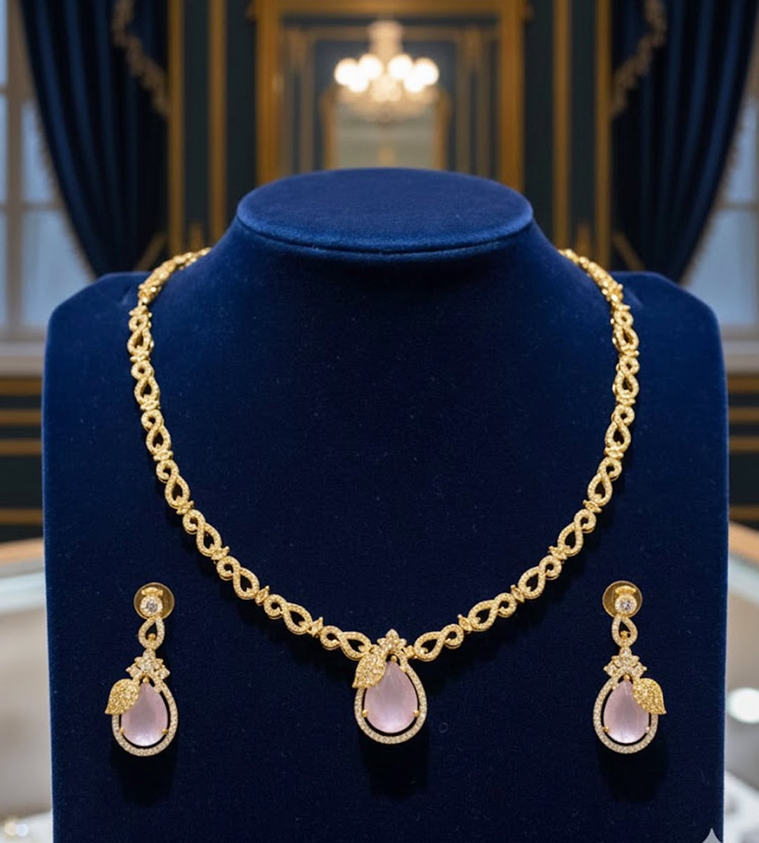 Soft Pink Necklace & Earring Set