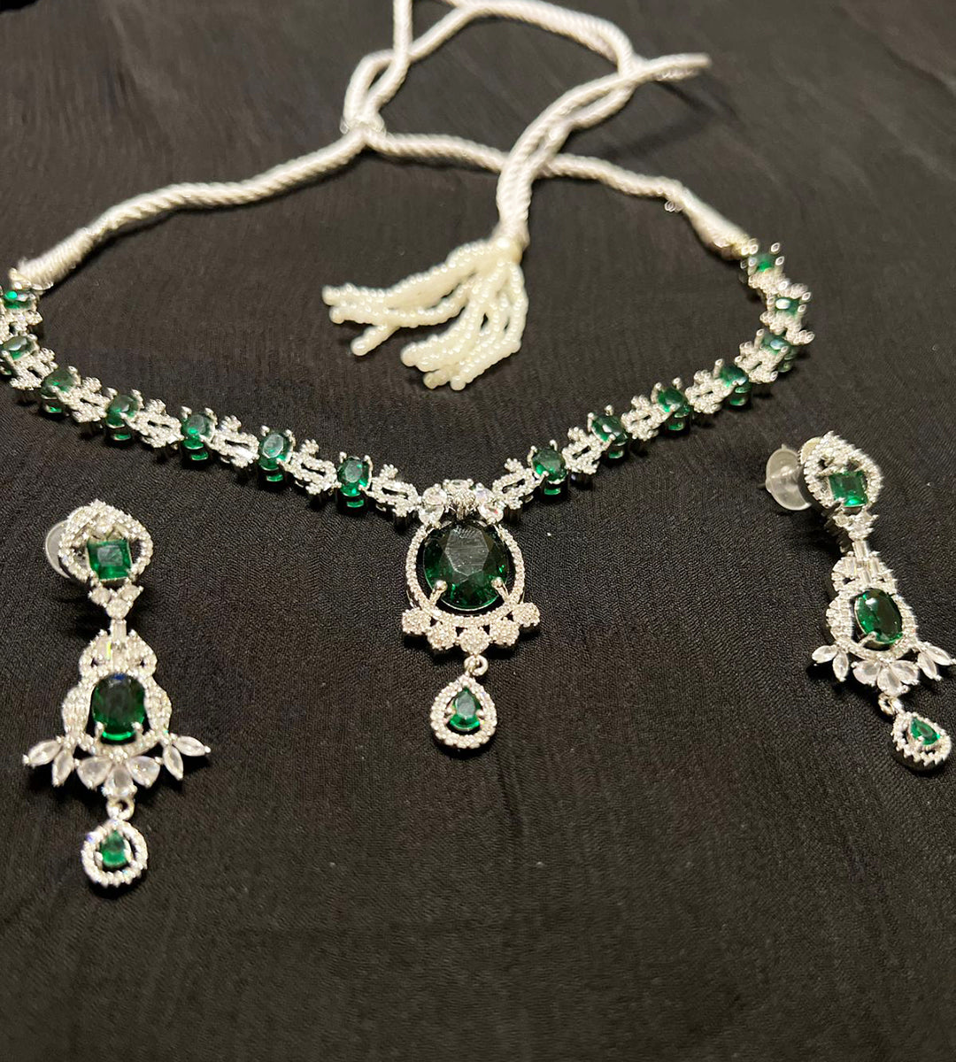 Emerald Charm Necklace Set